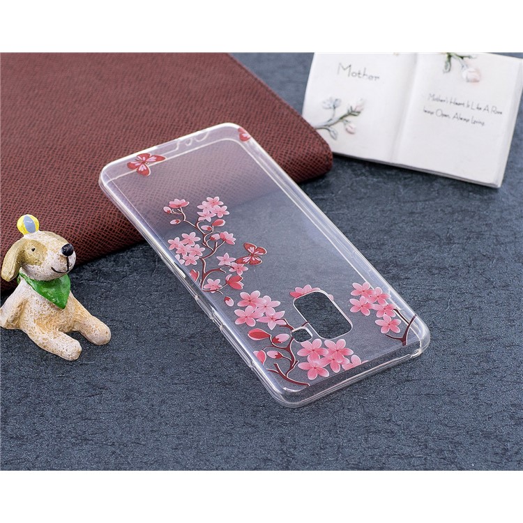 Pattern Printing TPU Shell Case Cover for Samsung Galaxy A8 (2018) - Pink Flowers-5