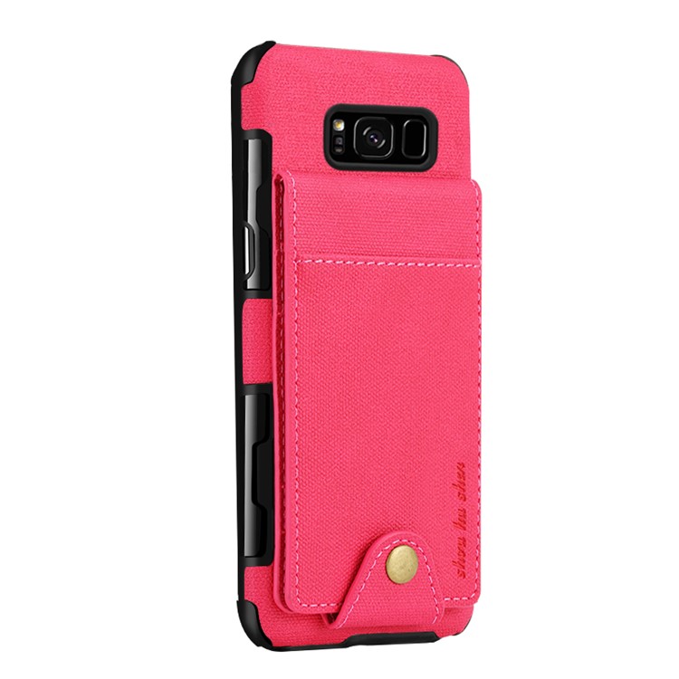 SHOUHUSHEN Leather Coated Vertical Flip PC TPU Hybrid Shell with Card Slots for Samsung Galaxy S8 SM-G950 - Rose-1