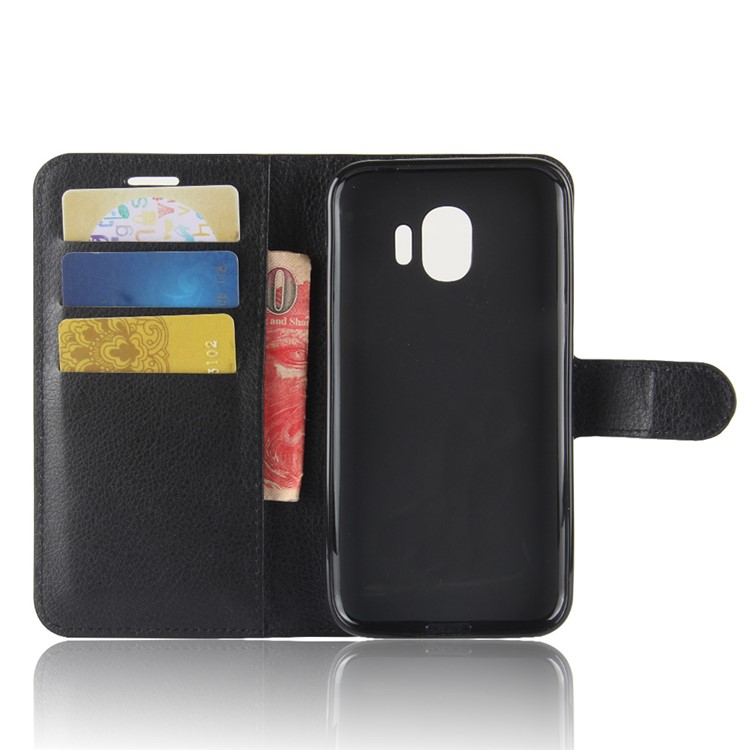 Litchi Texture Wallet Stand Leather Protective Case for Samsung Galaxy J2 Pro 2018 - Black-3