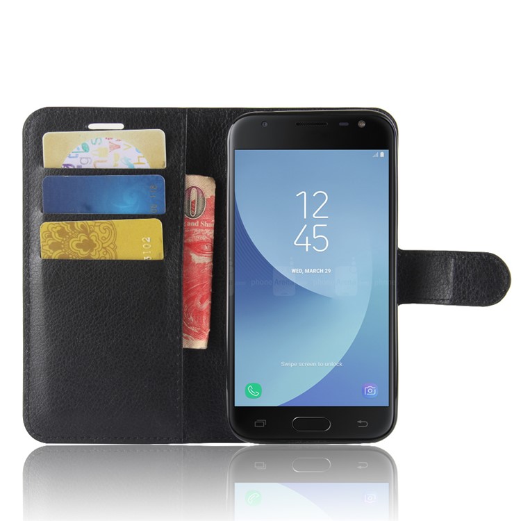 Litchi Texture Wallet Stand Leather Protective Case for Samsung Galaxy J2 Pro 2018 - Black-4
