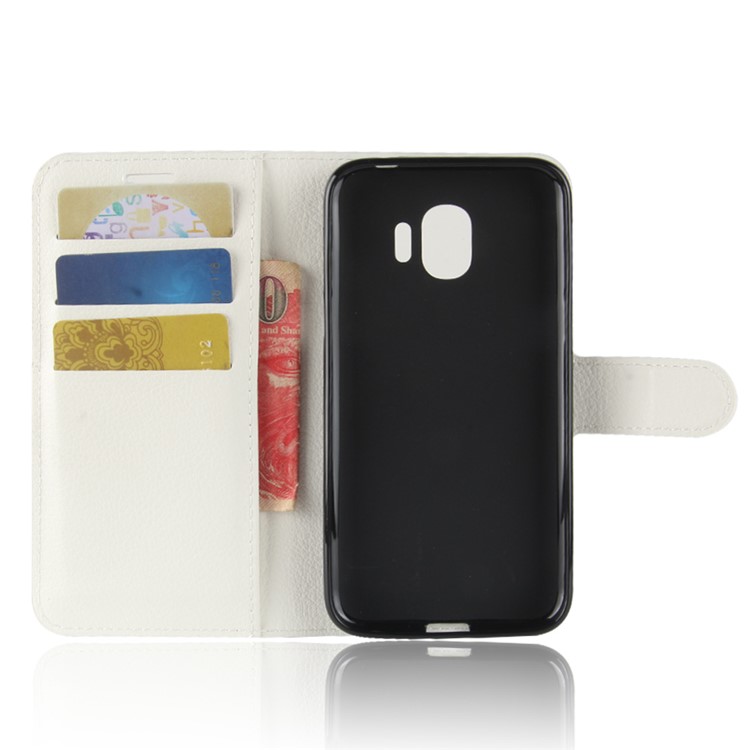 Litchi Texture Wallet Stand Leather Protective Cover for Samsung Galaxy J2 Pro 2018 - White-3