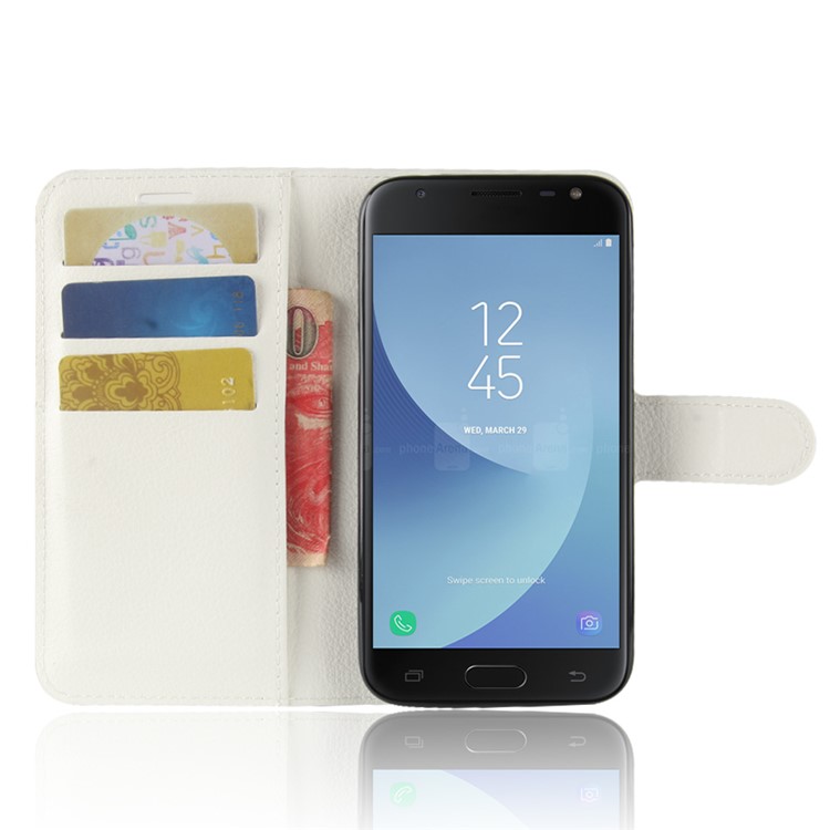 Litchi Texture Wallet Stand Leather Protective Cover for Samsung Galaxy J2 Pro 2018 - White-4