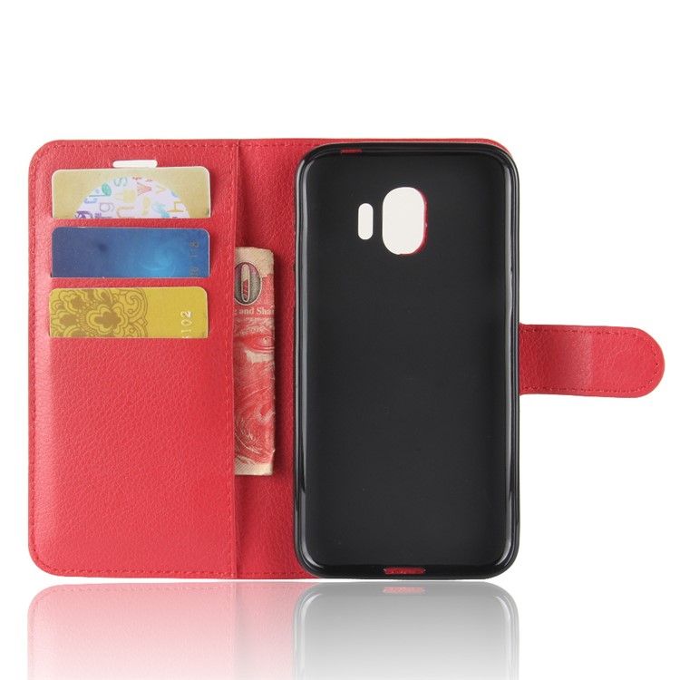 Litchi Texture Wallet Stand Leather Protective Shell for Samsung Galaxy J2 Pro 2018 - Red-3