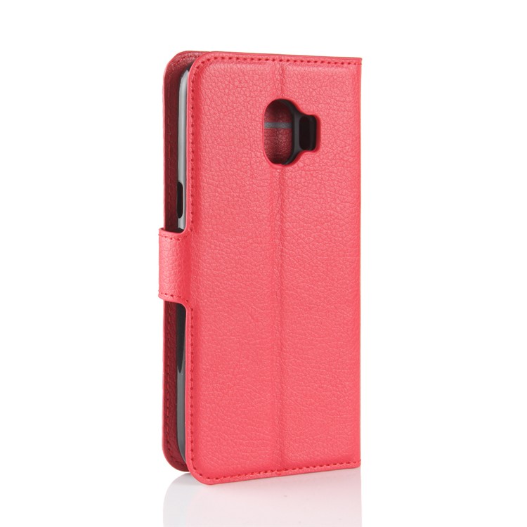 Litchi Texture Wallet Stand Leather Protective Shell for Samsung Galaxy J2 Pro 2018 - Red-6