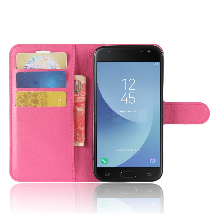 Litchi Texture Wallet Stand Leather Mobile Case for Samsung Galaxy J2 Pro 2018 - Rose-4