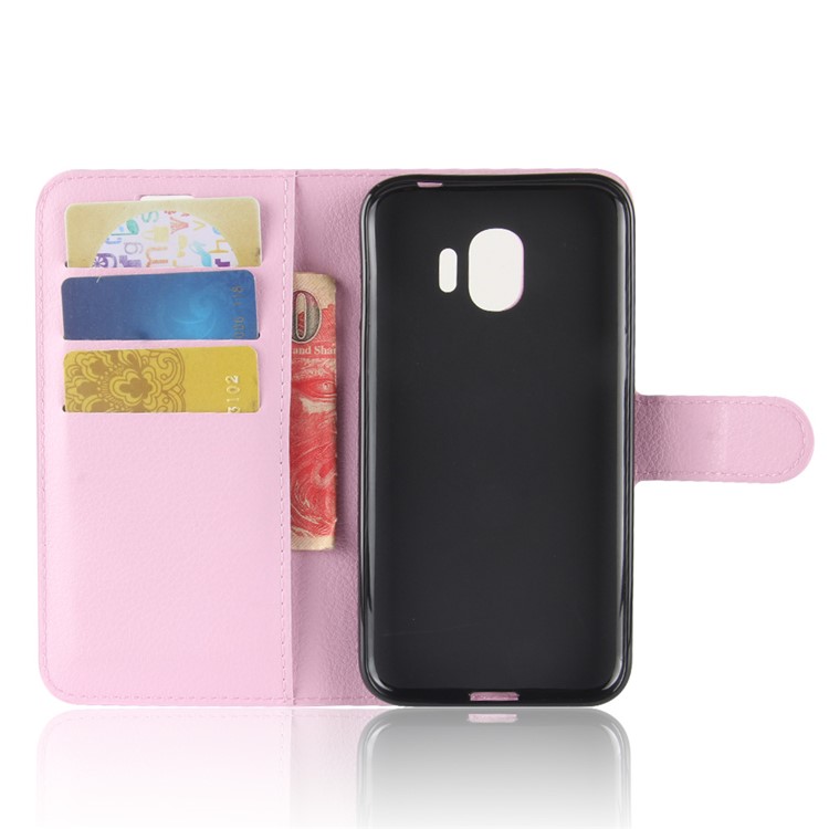 Litchi Texture Wallet Stand Leather Mobile Cover for Samsung Galaxy J2 Pro 2018 - Pink-3