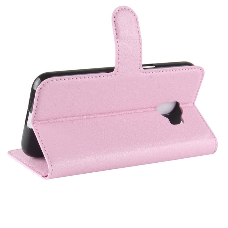 Litchi Texture Wallet Stand Leather Mobile Cover for Samsung Galaxy J2 Pro 2018 - Pink-5