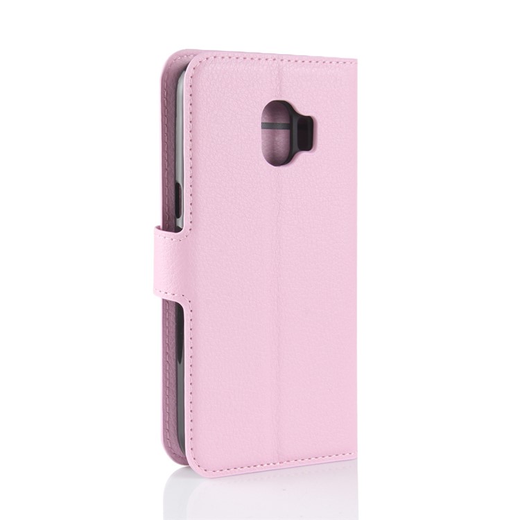 Litchi Texture Wallet Stand Leather Mobile Cover for Samsung Galaxy J2 Pro 2018 - Pink-6