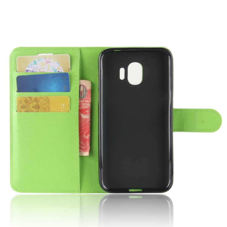 Litchi Texture Wallet Stand Leather Mobile Shell for Samsung Galaxy J2 Pro 2018 - Green-3