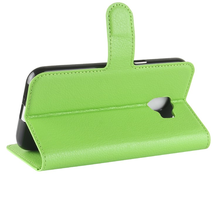 Litchi Texture Wallet Stand Leather Mobile Shell for Samsung Galaxy J2 Pro 2018 - Green-5