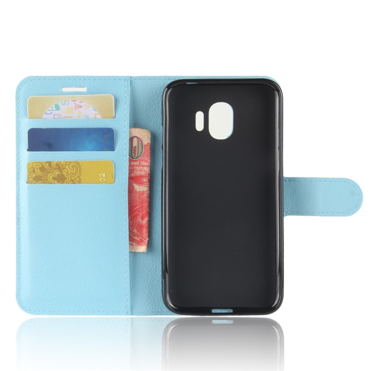 Litchi Texture Card Holder Leather Phone Case for Samsung Galaxy J2 Pro 2018 - Blue-3