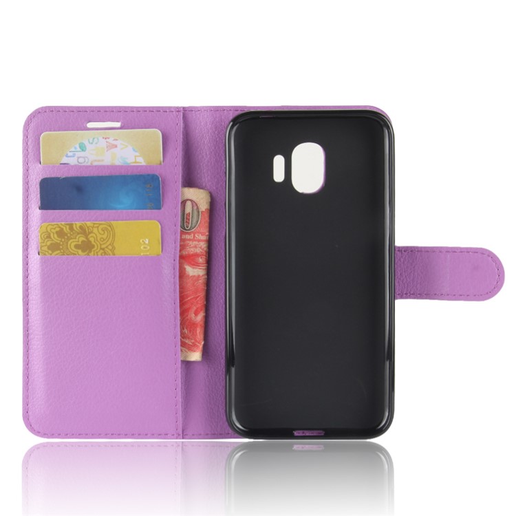 Litchi Grain Wallet Stand Leather Phone Cover for Samsung Galaxy J2 Pro 2018 - Purple-3