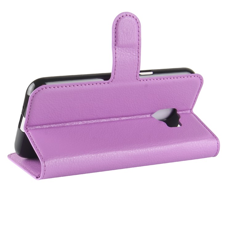 Litchi Grain Wallet Stand Leather Phone Cover for Samsung Galaxy J2 Pro 2018 - Purple-5