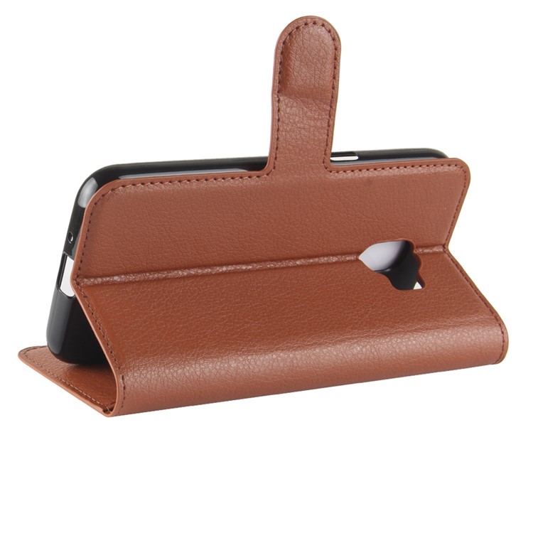 Litchi Texture Wallet Stand Leather Cellphone Case for Samsung Galaxy J2 Pro 2018 - Brown-5