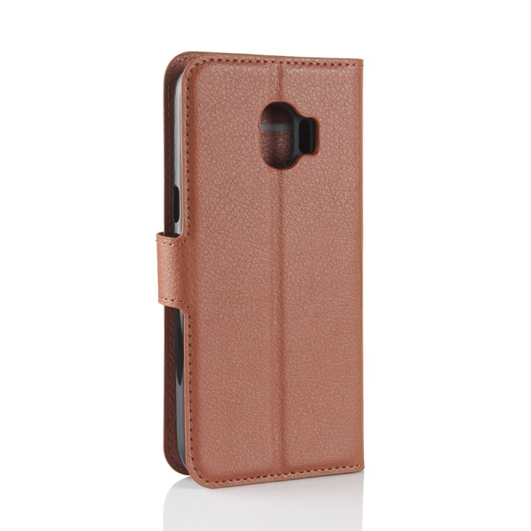 Litchi Texture Wallet Stand Leather Cellphone Case for Samsung Galaxy J2 Pro 2018 - Brown-6