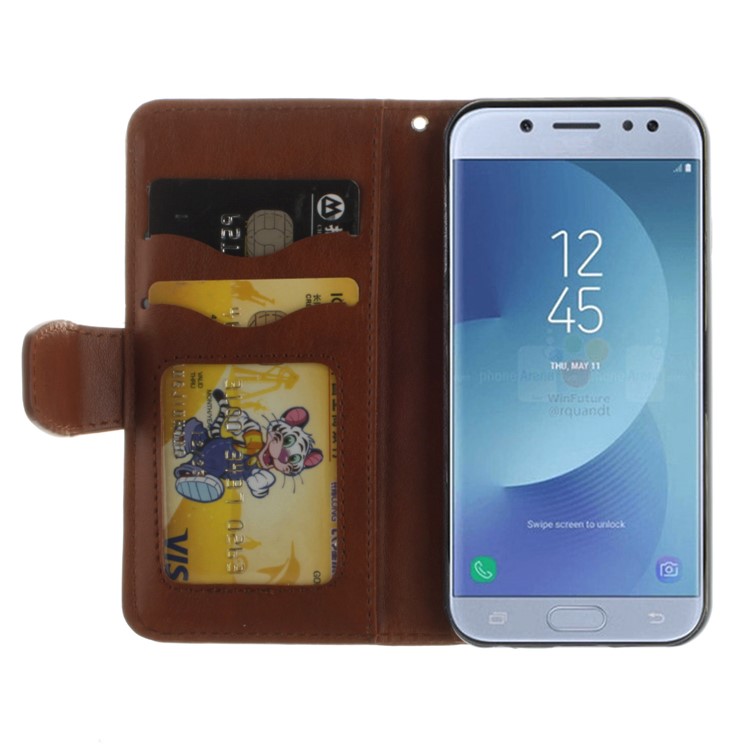 Embossed Mandala Flower PU Leather Wallet Case for Samsung Galaxy J5 Pro (2017) / J5 (2017) EU Version - Brown-4