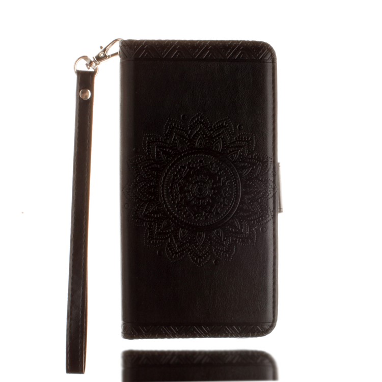 Embossed Mandala Flower Leather Wallet Case for Samsung Galaxy J7 Pro (2017) / J7 (2017) EU Version - Black-2