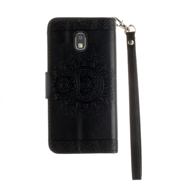 Embossed Mandala Flower Leather Wallet Case for Samsung Galaxy J7 Pro (2017) / J7 (2017) EU Version - Black-3