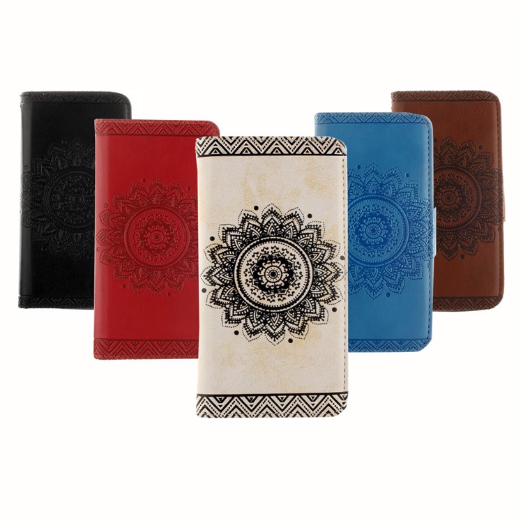 Embossed Mandala Flower Leather Wallet Case for Samsung Galaxy J7 Pro (2017) / J7 (2017) EU Version - Black-6