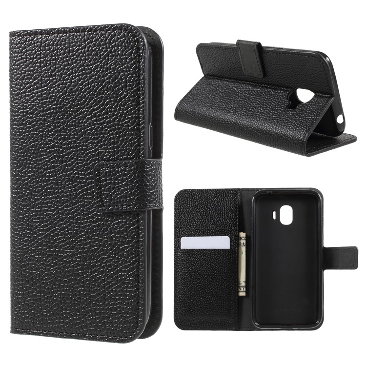

Litchi Skin Leather Wallet Case for Samsung Galaxy J2 Pro 2018 - Black, Galaxy J2 Pro 2018