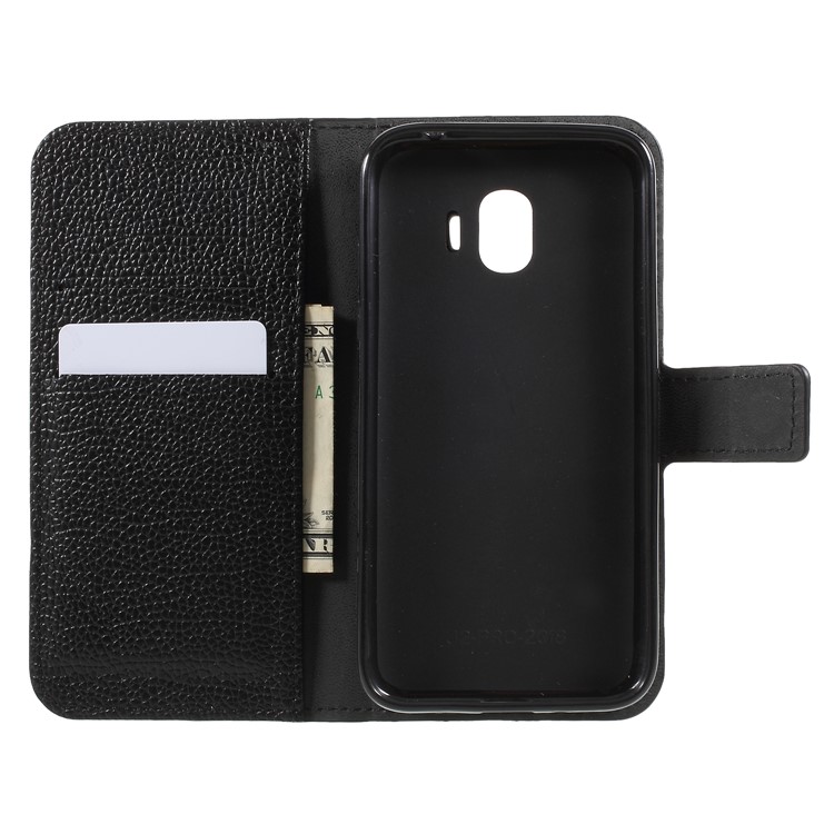 Litchi Skin Leather Wallet Case for Samsung Galaxy J2 Pro 2018 - Black-6