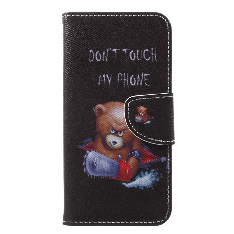 Cross Texture Pattern Printing PU Leather Wallet Case for Samsung Galaxy J2 Pro 2018 - Angry Bear and It's Warning-2