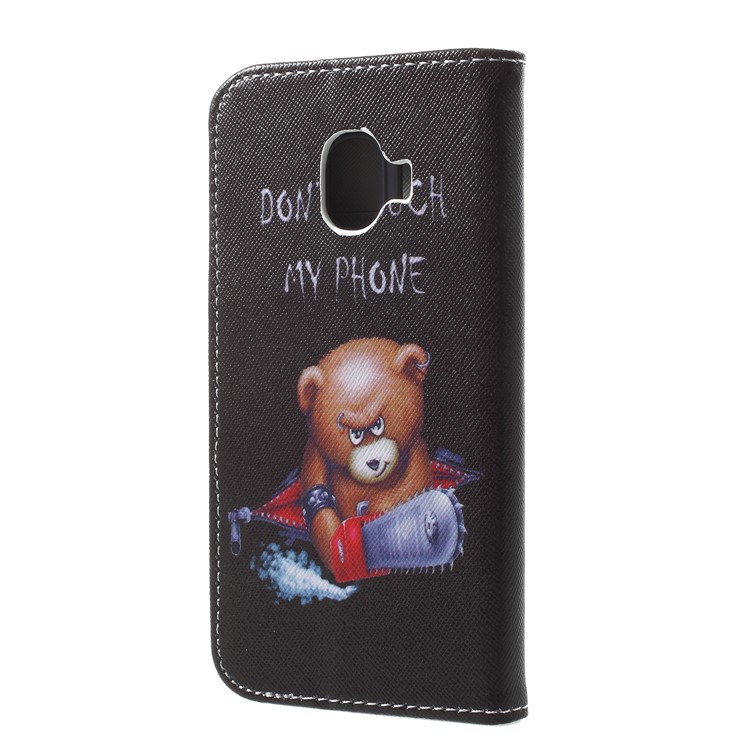 Cross Texture Pattern Printing PU Leather Wallet Case for Samsung Galaxy J2 Pro 2018 - Angry Bear and It's Warning-3