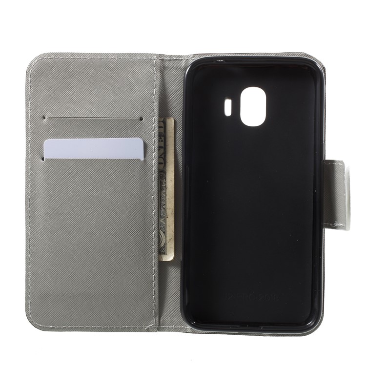 Cross Texture Pattern Printing PU Leather Wallet Case for Samsung Galaxy J2 Pro 2018 - Angry Bear and It's Warning-5