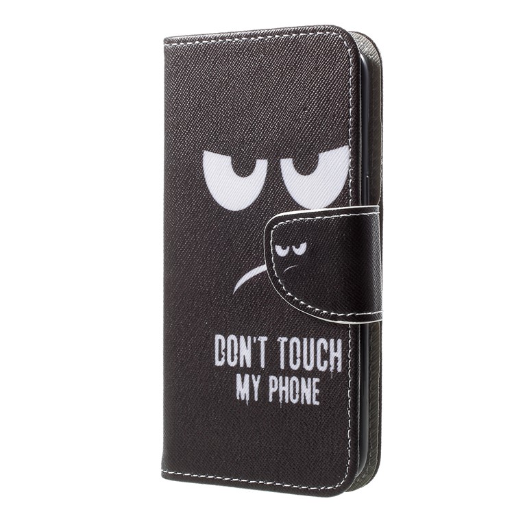 Cross Texture Pattern Printing PU Leather Wallet Phone Case with Stand for Samsung Galaxy J2 Pro 2018 - Do Not Touch My Phone-2