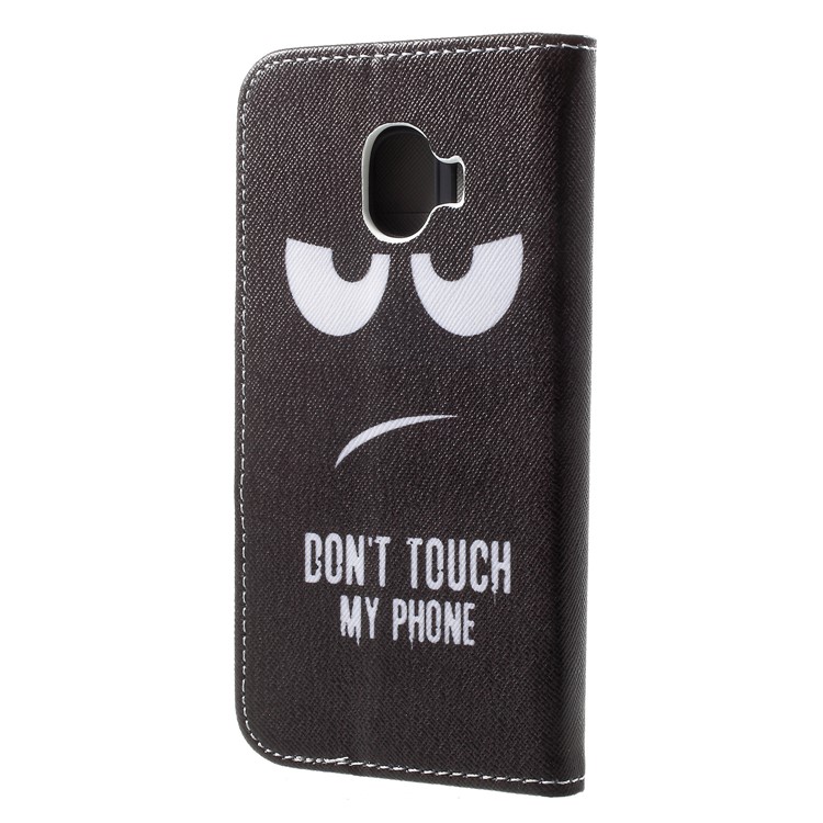 Cross Texture Pattern Printing PU Leather Wallet Phone Case with Stand for Samsung Galaxy J2 Pro 2018 - Do Not Touch My Phone-3