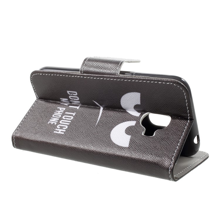 Cross Texture Pattern Printing PU Leather Wallet Phone Case with Stand for Samsung Galaxy J2 Pro 2018 - Do Not Touch My Phone-4