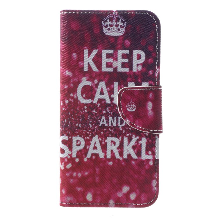 Cross Texture Pattern Printing Wallet Stand Leather Cover for Samsung Galaxy J2 Pro 2018 - Keep Calm and Sparkle-1