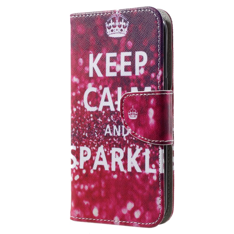 Cross Texture Pattern Printing Wallet Stand Leather Cover for Samsung Galaxy J2 Pro 2018 - Keep Calm and Sparkle-2