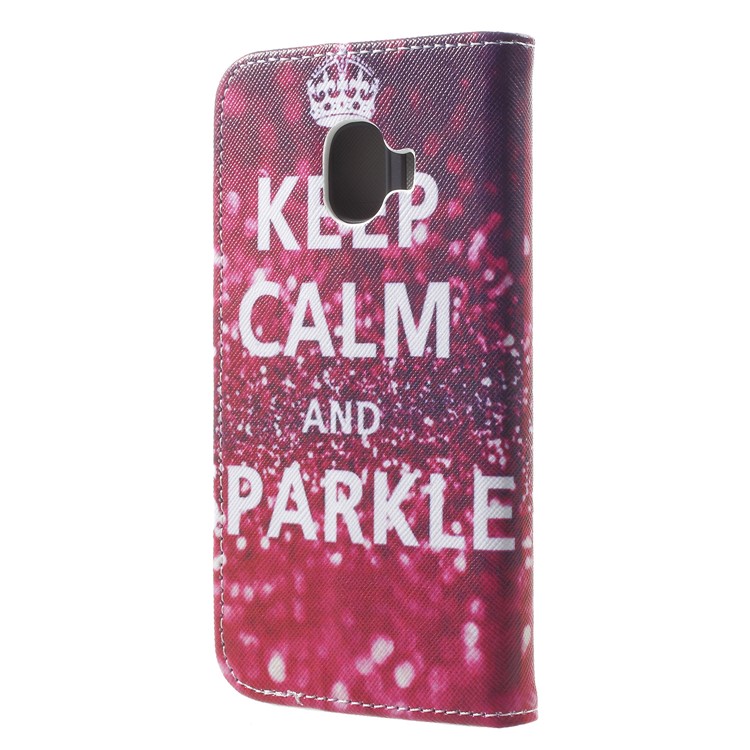 Cross Texture Pattern Printing Wallet Stand Leather Cover for Samsung Galaxy J2 Pro 2018 - Keep Calm and Sparkle-3