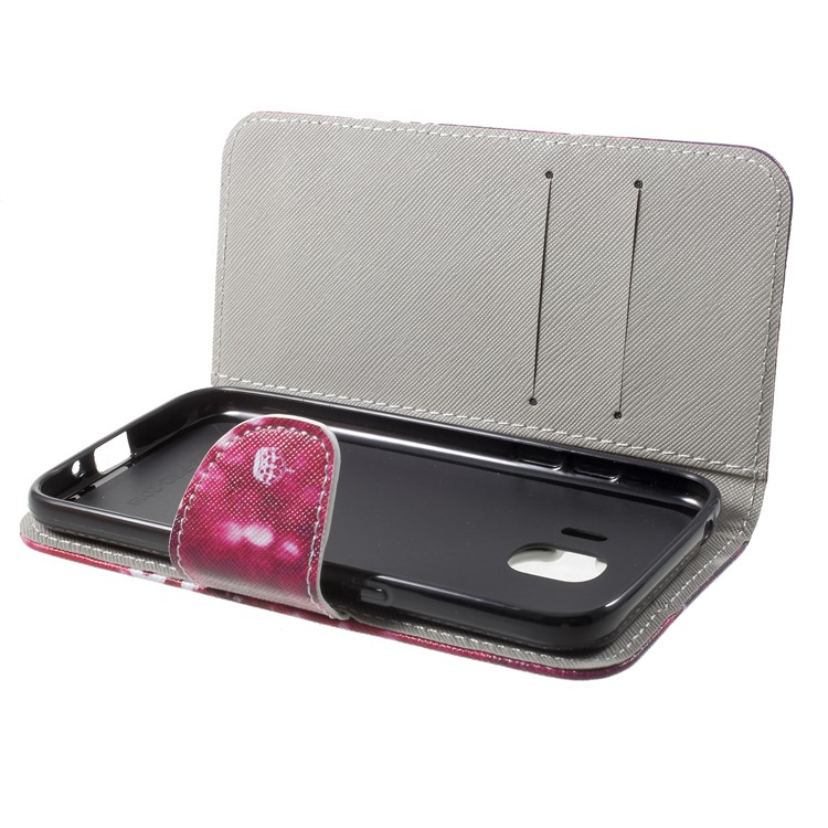 Cross Texture Pattern Printing Wallet Stand Leather Cover for Samsung Galaxy J2 Pro 2018 - Keep Calm and Sparkle-5