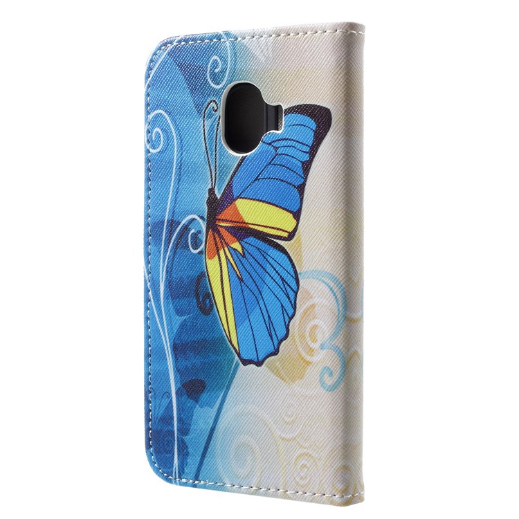 Cross Texture Pattern Printing PU Leather Flip Stand Phone Cover for Samsung Galaxy J2 Pro 2018 - Blue Butterfly-3