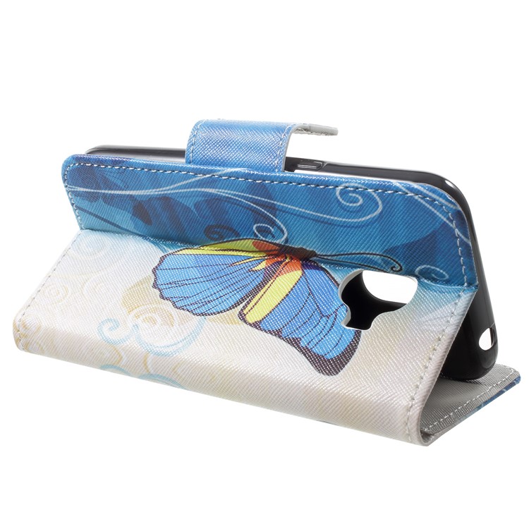 Cross Texture Pattern Printing PU Leather Flip Stand Phone Cover for Samsung Galaxy J2 Pro 2018 - Blue Butterfly-4
