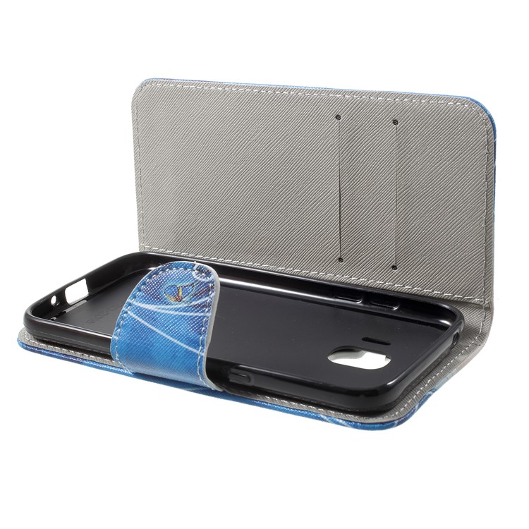 Cross Texture Pattern Printing PU Leather Flip Stand Phone Cover for Samsung Galaxy J2 Pro 2018 - Blue Butterfly-5