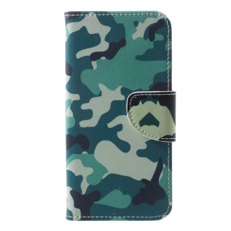 Cross Texture Pattern Printing PU Leather Wallet Shell for Samsung Galaxy J2 Pro 2018 - Camouflage-1
