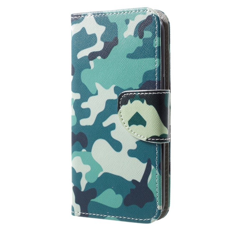 Cross Texture Pattern Printing PU Leather Wallet Shell for Samsung Galaxy J2 Pro 2018 - Camouflage-2