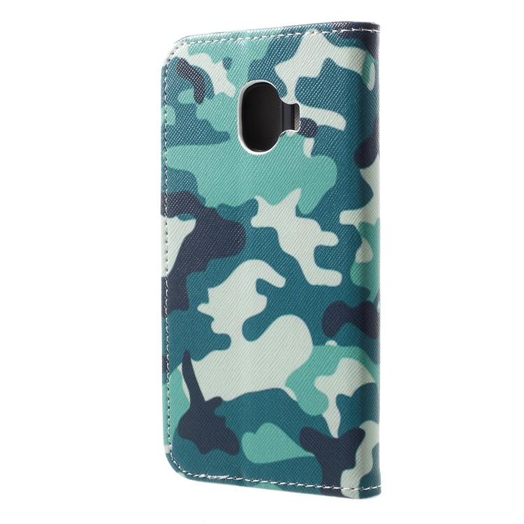 Cross Texture Pattern Printing PU Leather Wallet Shell for Samsung Galaxy J2 Pro 2018 - Camouflage-3