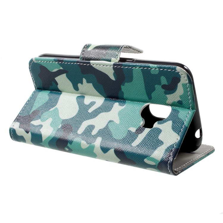 Cross Texture Pattern Printing PU Leather Wallet Shell for Samsung Galaxy J2 Pro 2018 - Camouflage-4