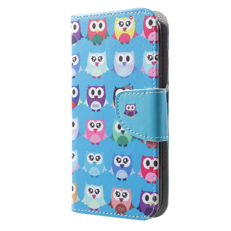 Cross Texture Pattern Printing PU Leather Phone Shell with Stand for Samsung Galaxy J2 Pro 2018 - Cute Owls-2