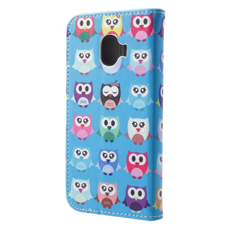 Cross Texture Pattern Printing PU Leather Phone Shell with Stand for Samsung Galaxy J2 Pro 2018 - Cute Owls-3