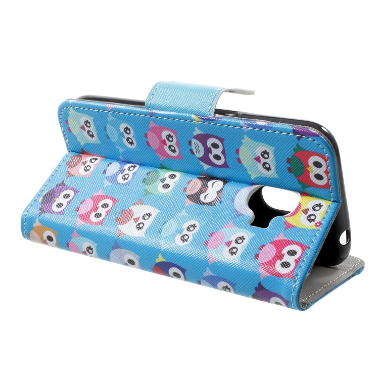Cross Texture Pattern Printing PU Leather Phone Shell with Stand for Samsung Galaxy J2 Pro 2018 - Cute Owls-4