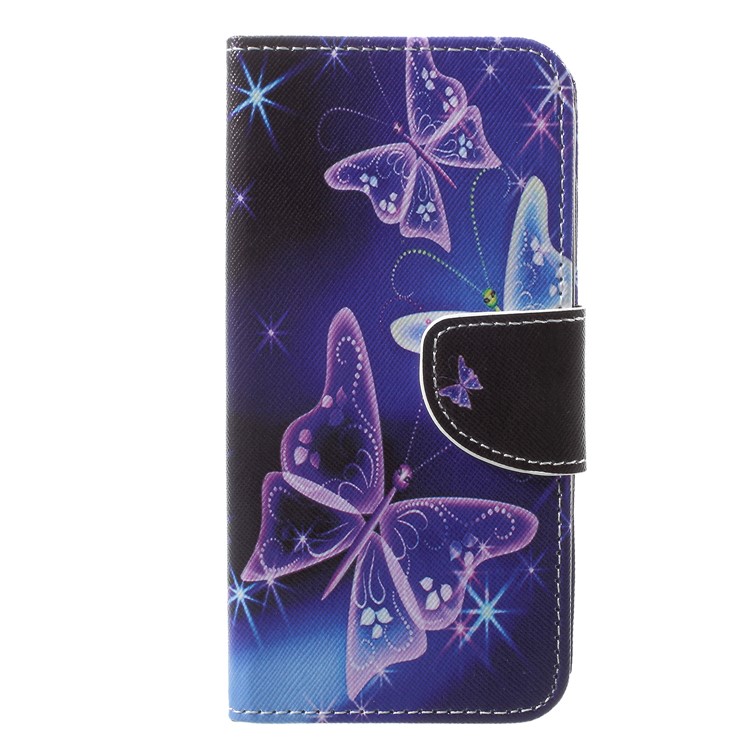 Cross Texture Pattern Printing Wallet Stand Leather Mobile Phone Case for Samsung Galaxy J2 Pro 2018 - Beautiful Butterfly-1