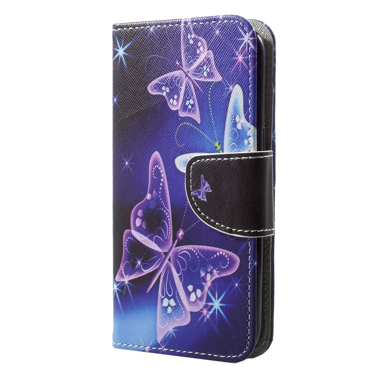 Cross Texture Pattern Printing Wallet Stand Leather Mobile Phone Case for Samsung Galaxy J2 Pro 2018 - Beautiful Butterfly-2