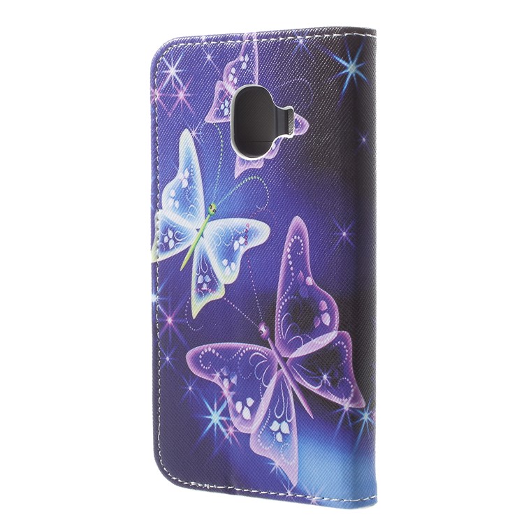 Cross Texture Pattern Printing Wallet Stand Leather Mobile Phone Case for Samsung Galaxy J2 Pro 2018 - Beautiful Butterfly-3