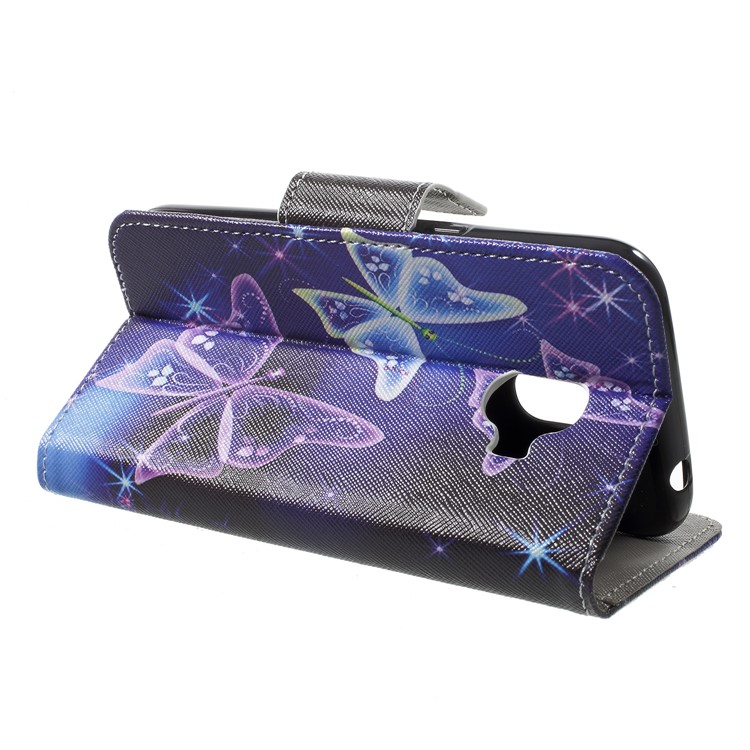 Cross Texture Pattern Printing Wallet Stand Leather Mobile Phone Case for Samsung Galaxy J2 Pro 2018 - Beautiful Butterfly-4