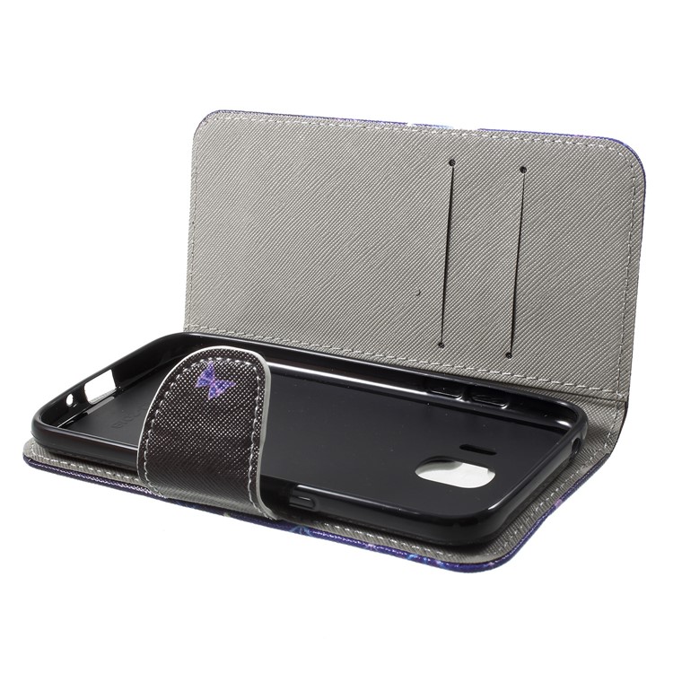 Cross Texture Pattern Printing Wallet Stand Leather Mobile Phone Case for Samsung Galaxy J2 Pro 2018 - Beautiful Butterfly-5